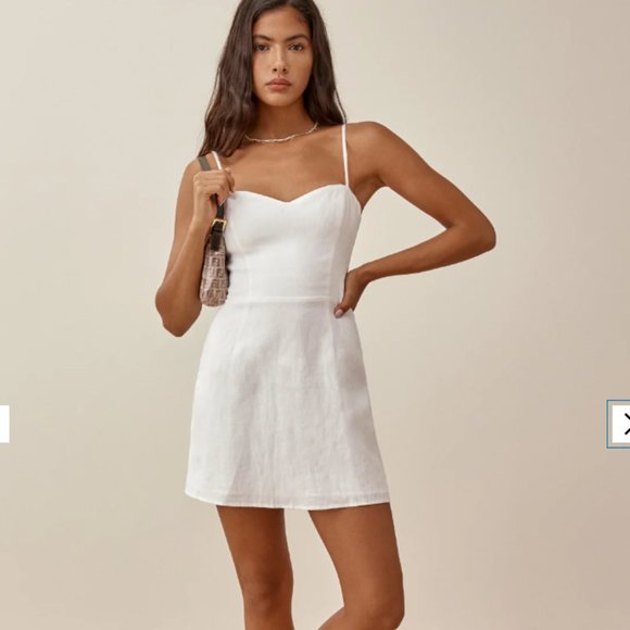 Reformation Roarke Linen Dress in White ASO Kristin Cavallari JLo 2 - Picture 7 of 13